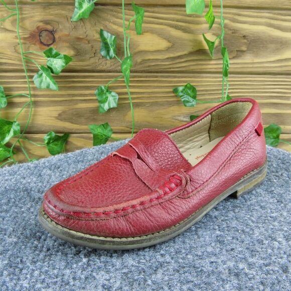 Marc Joseph New York Boys Penny Loafer Shoes Red Leather Slip On Size T 11.5 Med - Picture 1 of 9
